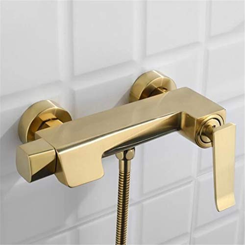 Robinet de douche de salle de bain mural or brossé avec douchette
