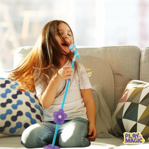 Image of PlayMagic Kids Microphone With Adjustable Stand (106cm) - Karaoke Machine Music Toys, Singing Machine for Boys and Girls - Frozen