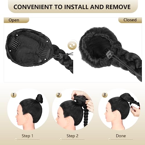 Wiger Long Braided Ponytail For Black Women 34 Inch Drawstring Diy Ponytails Yaki Straight Clip-In Hair Extension Fake Hairpieces For Daily Or Costume #TOP6