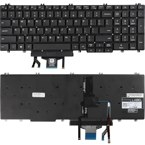 New Keyboard with Backlit and Pointer Replacement for Dell Latitude 5500 5501 5510 5511, Precision 3540 3541 3550 3551 Series US Layout P/N: 0MMH7V NSK-EX0BC 0T60VP NSK-EX1BC
