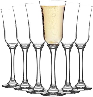 Argon Tableware 6x 190ml Champagne Flutes Set - Vintage Stemware Drinking Glass Goblets - Party and Wedding Gifts - Tromba Range