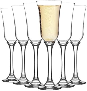 Argon Tableware 6x 190ml Champagne Flutes Set - Vintage Stemware Drinking Glass Goblets - Party and Wedding Gifts - Tromba Range