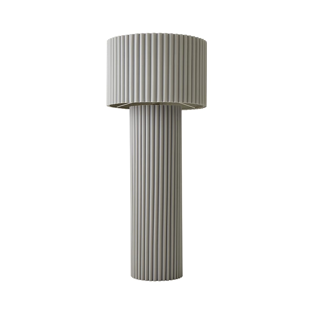 ValueLights Lenny Floor Lamp - Grey - Ribbed Fabric - 108cm