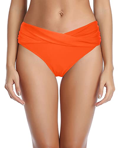 Image of Tempt Me Women Twist Bikini Bottom Moderate High Cut Bathing Suit Bottoms Ruched Swimsuit Bottom
