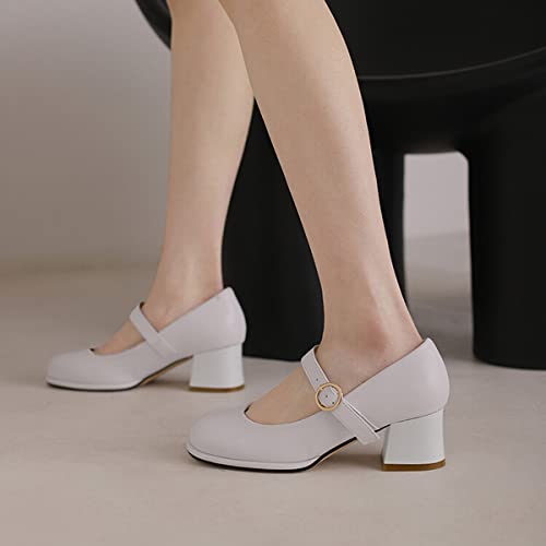Alyaafifa Block Heel Pumps for Women Round Toe Platform Ankle Strap with Buckle Mary Jane Dress Shoes Office Lady Party Dating4