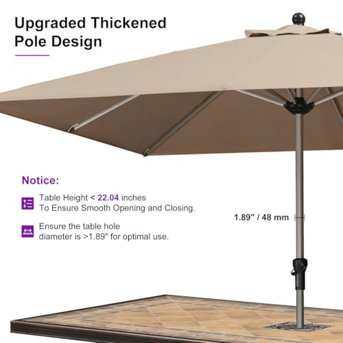 Image of PURPLE LEAF Patio Umbrella 10' x 10' Square Aluminum Frame Taupe