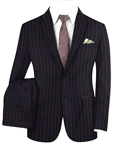 Costume pour hommes deux pièces rayures tissu anti plis coupe confortable veste revers échancré