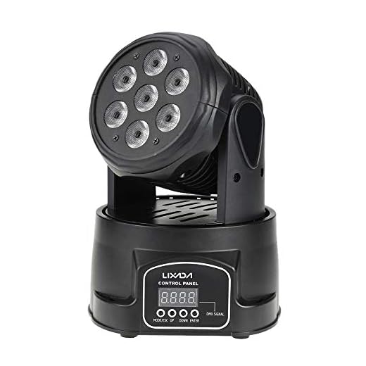 Lixada Moving Head Light 7x10W Moving Head 4 In 1 RGBW Professional 9/14 Channels DMX-512 DJ lights 100W AC 100-240V Sound Active for KTV Club Bar Party Disco DJ Show Bands