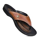 Aerosoft Frondle Orthotic Walking Thong Sandals for Women (US 10, Frondle Tan)