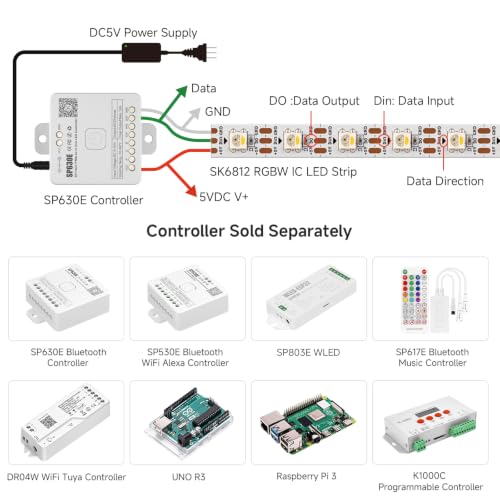 SK6812RGBW RGB + bianco naturale Individualmente indirizzabile 5m 60 LED/pixel/m Flessibile 4 colori in 1 LED sogna colorato Striscia LED IP30 Non impermeabile DC5VPCB bianco - Illuminazione - Immagine 4