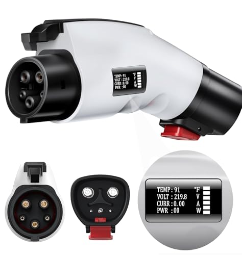 for Tesla to J1772 Adapter with LCD Screen, Nacs to J1772 Adapter Only for J1772 EVs, Fixed Lock Works, Up to Max 60A 250V Converter, Compatible with Nacs Wall/Mobile Connector Target Chargers