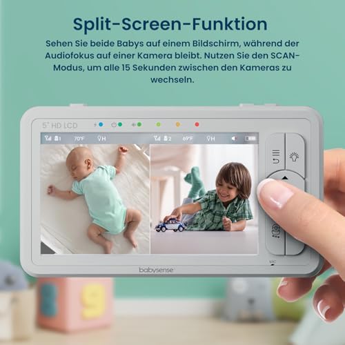 Babysense Babyphone HD 5″ mit 2 Kameras – ohne WLAN & mit Zoom – Bild 2