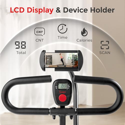 Image of Sunny Health & Fitness Smart Upright Row-N-Ride Trainer w /Adjustable Resistance & 330LB Weight Capacity, Foldable Home Exercise Equipment for Arm, Glute & Leg Training, Free SunnyFit App Connection