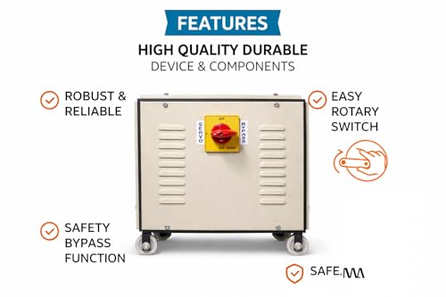 Image of 10 KVA Servo Voltage Stabilizer | Wide Input 100V-285V | Copper Winding | | High /Low Cut Off & Overload Protection | Heavy Duty | High Accuracy ±1% (White and Blue)