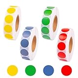 4000pcs Coloured Dot Stickers - 13mm Coloured Sticky Dots, Sticky Dot for Marking, 4 Colours Circle Stickers, Perfect for Home, Office, School, Inventory Labeling (Red, Yellow, Blue, Green)