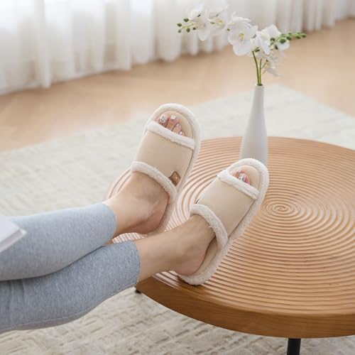 Image of GOEWY Cross Band Slippers for Women with Cozy Memory Foam Machine Washable | Open Toe Summer Cute Slipper,Soft Black House Shoes Slides,Indoor Outdoor Non-Slip Slip On,Gifts for Women Ladies Her Mom