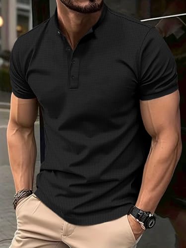 Image of Noble Monk Men's Regular Fit Band Neck T-Shirt | Half Sleeve | Casual T-Shirt