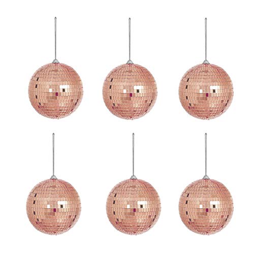 Balsacircle 6 Rose Gold 2-Inch Wide Glass Hanging Party Disco Mirror Balls Wedding Events Birthday Decorations Christmas Ornaments #TOP26