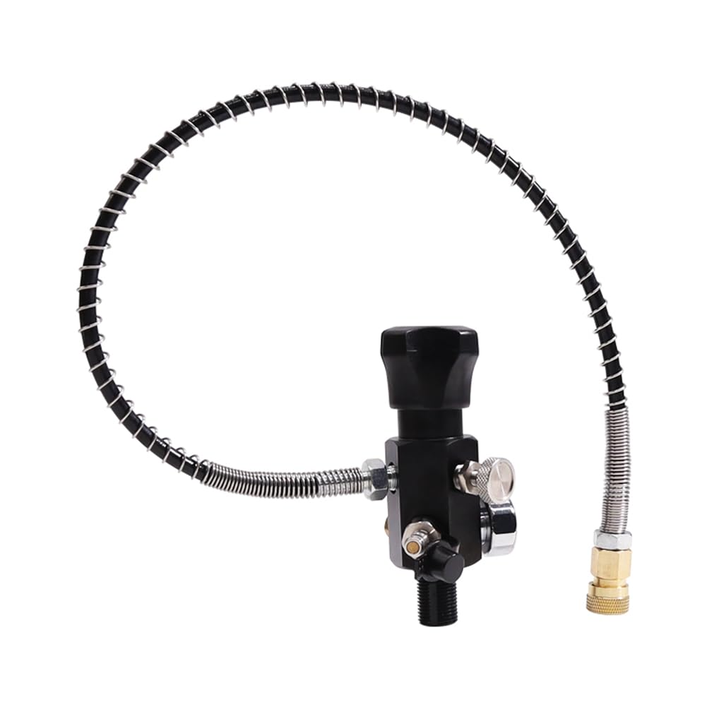 Válvula de carga de tanque de aire PCP, estación de llenado de doble calibre 5/8-18UNF 4500 Psi con manguera de alta presión de 20 mm, fácil instalación