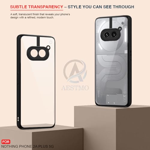 Image of AESTMO Nothing Phone 2A / 2A Plus 5G Back Cover | 360 Protection | Crystal Clear Hard Back Transparent | Bumper Case for Nothing Phone 2A / 2A Plus 5G (PC+TPU, Black Bumper)