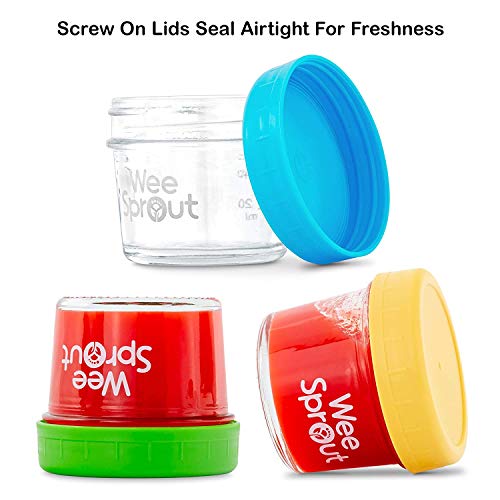 Weesprout Glass Baby Food Storage Jars - 12 Set,Baby Food Jars With Lids, Freezer Storage, Reusable Small Glass Baby Food Containers, Microwave & Dishwasher Friendly, For Infants & Babies(Bright Variety, 4 Ounce) #TOP6