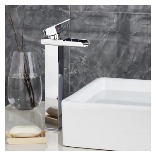 Robinet de lavabo de salle de bains cascade mitigeur laiton noir or