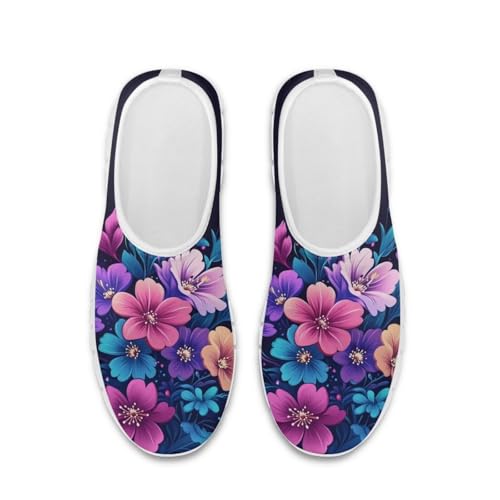 Image of Floral Sneakers for Women Colorful Art Shoes for Women Slip On Casual Work Shoes