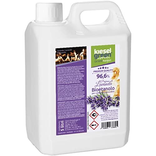 KieselGreen Bioethanolo 5 litri con Fragranza per Caminetto a Etanolo – Bio-etanolo profumato per Ambienti, molte Fragranze - Profumo per Caminetto a bioetanolo da Interno o da Tavolo L5