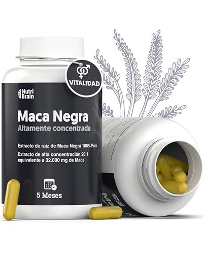 Maca Negra Andina Pura 32.000mg Ultraconcentrada | 20:1 | Potencia Energía y Vitalidad Íntima | Mejora Rendimiento, Memoria y Ánimo | 140 Cápsulas Veganas de Alta Potencia