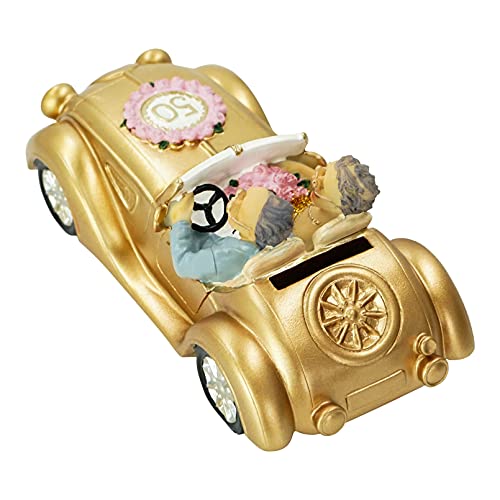Luwint 50Th Wedding Anniversary Statues Golden Wedding Elderly Couple In Car Figurines Coins Bank Collectibles Wedding Engagement Celebrating Decoration For Parents Grandparents #TOP2