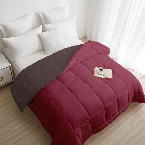 Image of HOME ELEGANCE Comfort Living Microfiber Reversible AC Comforter, 120 GSM, Soft & Cozy, Lightweight Quilt, All Season use, Machine Washable, Queen /Double - 90x100 inches - Hot Chocolate