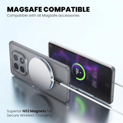 Image of DIZORO Matte Case for Redmi Note 15 Compatible with MagSafe, Camera Lens Full Protection, Shockproof Translucent Frosted TPU Soft Phone Cover, Anti-Fingerprint (Black)