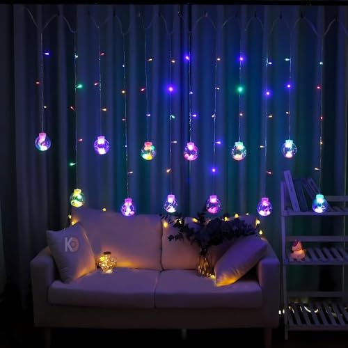 Image of K D Multicolour Wish Ball Lights for Decoration - 2.5m, 12 LED Orb String Lights | Lights for Home, Balcony, Wedding, Diwali, Christmas & Ganpati (Multi 12 Ball)