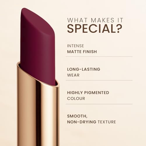 Image of TEEN TEEN LUXE Matte Lipstick | Long-Lasting Wear Up to 12 Hours | Ultra Smooth Velvet Finish | Rich Pigmented Lip Shade | Lightweight & Travel Friendly | Rum-Raisin, 1gm