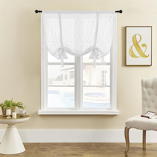ele ELEOPTION Roman Tie-up Blind Curtain Translucent Elegant Luxury Window Voile Tier Curtain for Bedroom Living Room - Image 2