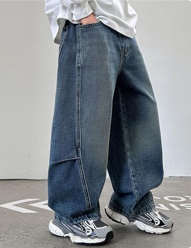 Boys Baggy Jeans Straight Wide Leg Demin Pants Boys Jeans Size 8-14 Years2