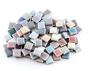 Sai Mosaic Art 10mm Square Shaped Assorted Ceramic Mosaic Tiles 100 Gm Pack.