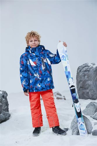 Image of WOWULOVELY Big Boy's 2-Piece Colorblock Snow Pants and Jacket Snowsuit Ski Suit