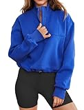 INFITTY Women's Half Zip Pullover Sweatshirts Quarter Zip Hoodies Long Sleeve Tops Fall Outfits 2025 Y2K Winter Clothes Royal Blue M