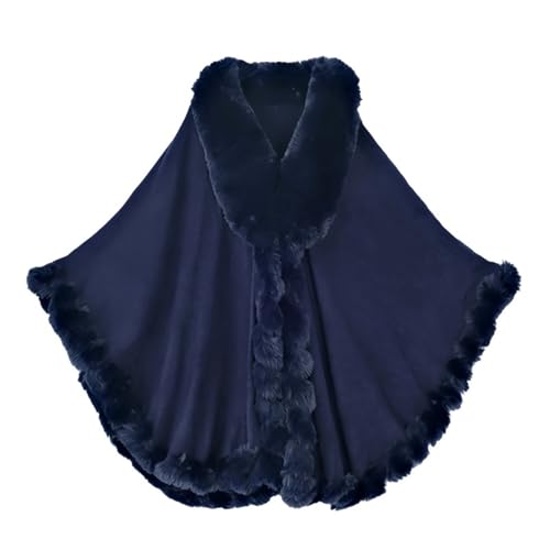 GIBZ Women's Faux Fur Cloak Shawl Soft Warm Wrap Scarf Evening Dresses Cape for Winter Coat