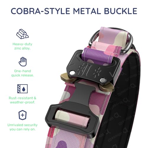 Image of Premium Tactical Dog Collar - Adjustable Military Heavy Duty Dog Collar for Medium Large Dogs - Durable Metal Buckle Dog Collar with Leather Control Handle and Soft Comfortable Padding