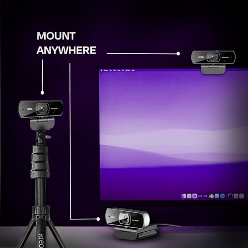 Kreo Owl Full HD 1080P 60 FPS Webcam with Auto-Focus and Built-in Dual Digital Mic, Plug and Play Setup for Video Call, Streaming, YouTube and More, Built-in Privacy Shutter with 360 Rotation 9