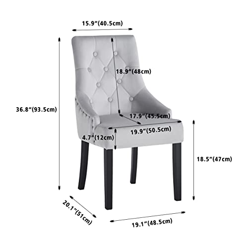 Chaises de salle à manger ergonomiques velours bleu moderne - 3