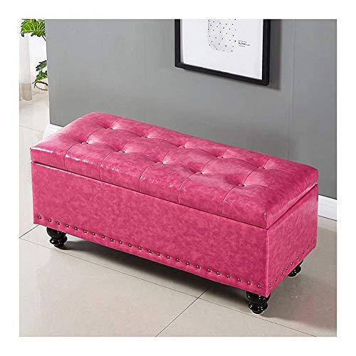 Pouf de rangement rectangulaire compact couleur rose 60x40 - 2