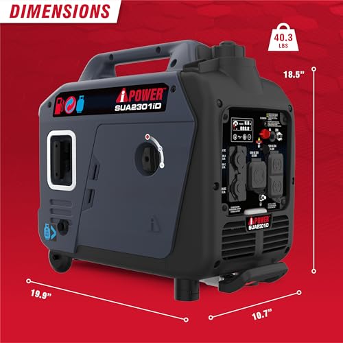 Image of A-iPower 2300-Watt Portable Inverter Generator Dual Fuel, RV Ready, CARB Compliant CO Sensor, Light Weight With Telescopic Handle For Backup Home Use, Tailgating & Camping (SUA2301iD)