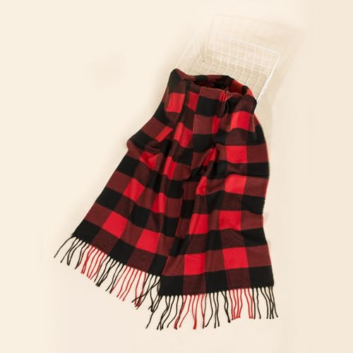 Mens Womens Winter Warm Scarf Classic British Black Red Christmas Plaid Soft Cashmere Feel Tassle Long Shawl2
