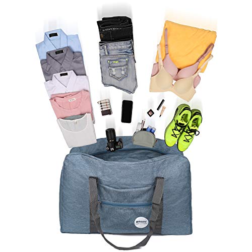Image of WANDF Personal Item Travel Bag, Carry On Duffle Bag Women | 18x14x8 inches, Frontier Airline Underseat Fit, Weekend Overnight Trips, Lightweight Packable