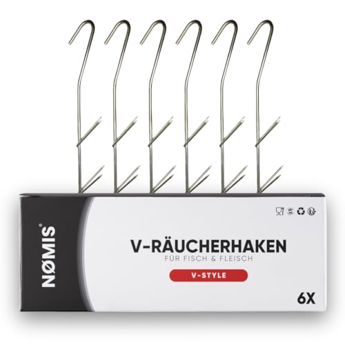 Räucherhaken [6er Set] V-Style | Edelstahl Räucherhaken für Fisch und Fleisch | Premium Räucherhaken für Forelle, Markele, Aal | Räucherhaken Fisch | 18x21cm | Räucherofen, Räucherchips Zubehör