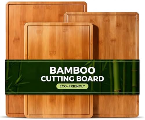 Carbonized Bamboo Cutting Boards for Kitchen, XL Durable Wood Cut...