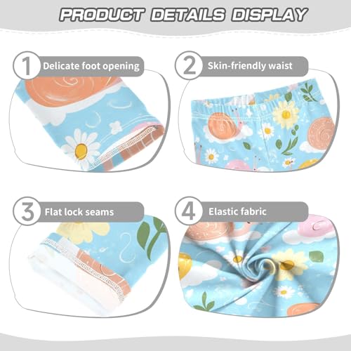 Cute Snails Girls Leggings,Workout Leggings for Girls Toddler Athletic Legging Size for 3-10T3